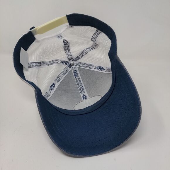 American Fishing Tackle Company Men's Snapback Mesh Back Hat Blue White Logo - Picture 9 of 11